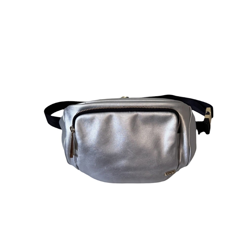 Gianni Bini Silver Metallic Belt Bag Waist Pack Fanny Pack Gold Hardware